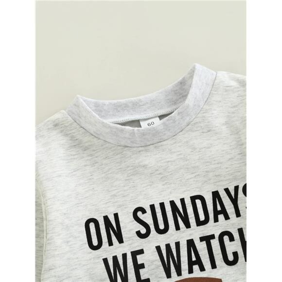 Baby Boy Girl Football Season Romper Sweatshirt Long Sleeve Letters Print One - Picture 4 of 8